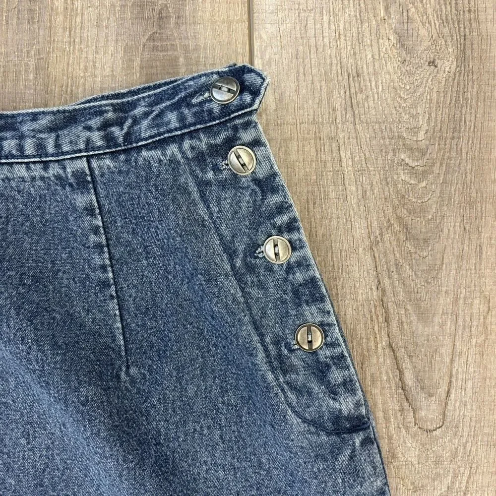 Vintage Y2K Denim Maxi Skirt Size 8 Western Ranch Festival Blue Prairie 90s Norm - Picture 4 of 12